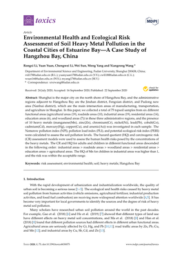 Environmental Health and Ecological Risk Assessment of Soil Heavy Metal Pollution in the Coastal Cities of Estuarine Bay—A Case Study of Hangzhou Bay, China