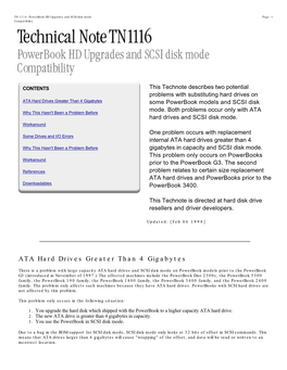 ATA Hard Drives Greater Than 4 Gigabytes Some Powerbook Models and SCSI Disk Mode