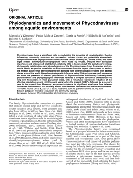 Phylodynamics and Movement of Phycodnaviruses Among Aquatic Environments