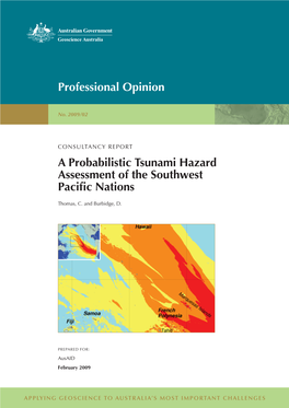 Professional Opinion a Probabilistic Tsunami Hazard Assessment of The