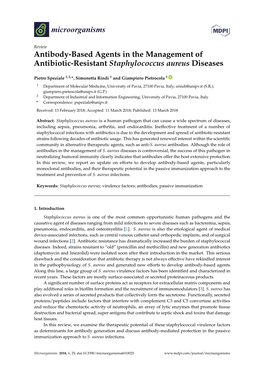 Antibody-Based Agents in the Management of Antibiotic-Resistant Staphylococcus Aureus Diseases