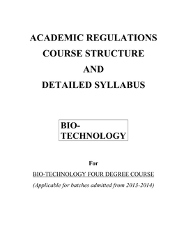 Academic Regulations Course Structure and Detailed Syllabus