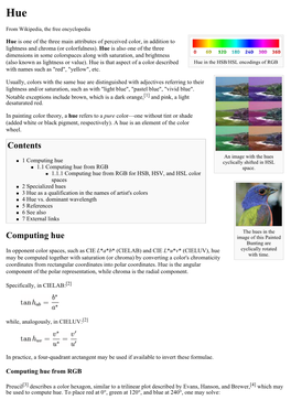 Computing Hue Contents