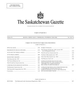 The Saskatchewan Gazette, May 5, 2000 477