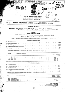 Azette M 110#14,44 30S: "Frt.Lazt DELHI ADMINISTRATION 1/2) ,3 PUBLISHED by AUTHORITY