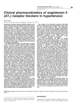 Clinical Pharmacokinetics of Angiotensin II (AT1) Receptor Blockers in Hypertension