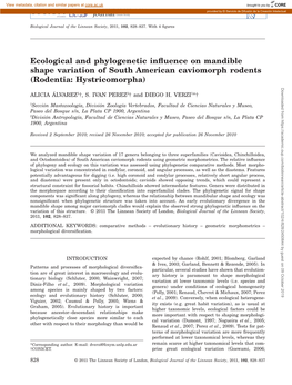 Ecological and Phylogenetic Influence on Mandible Shape Variation of South American Caviomorph Rodents (Rodentia: Hystricomorpha