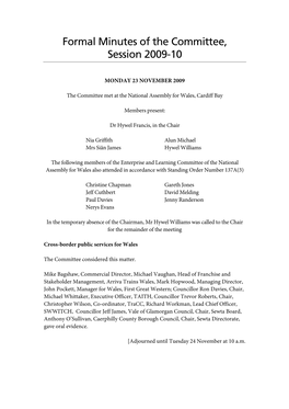 Formal Minutes of the Committee, Session 2009-10
