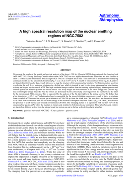 A High Spectral Resolution Map of the Nuclear Emitting Regions of NGC 7582 Valentina Braito1, 2, J