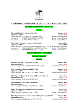 Campeonato Nacional De Liga – Temporada 2014 / 2015