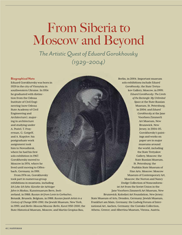 From Siberia to Moscow and Beyond the Artistic Quest of Eduard Gorokhovsky (1929–2004)