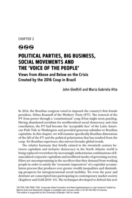 Political Parties, Big Business, Social Movements and the 'Voice of the People'