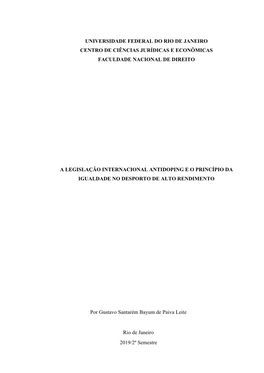 Universidade Federal Do Rio De Janeiro Centro De Ciências Jurídicas E Econômicas Faculdade Nacional De Direito