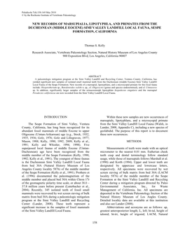 (Middle Eocene) Simi Valley Landfill Local Fauna, Sespe Formation, California