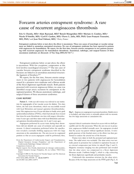 Forearm Arteries Entrapment Syndrome: a Rare Cause of Recurrent Angioaccess Thrombosis