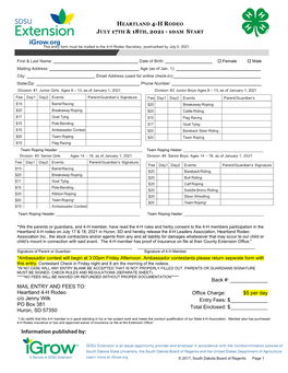 EF Heartland Rodeo Entry 2021