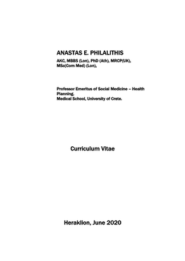 Full CV of Anastasios E. Philalithis