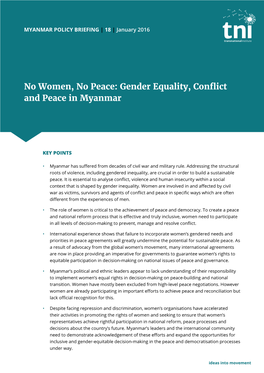 Gender Equality, Conflict and Peace in Myanmar