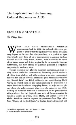 The Implicated and the Immune: Cultural Responses to AIDS