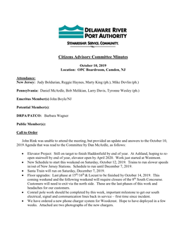 Citizens Advisory Committee Minutes