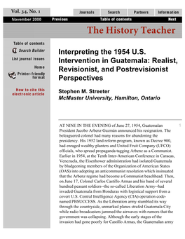 Interpreting the 1954 US Intervention in Guatemala