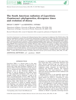 Lamiaceae): Phylogenetics, Divergence Times and Evolution of Dioecy