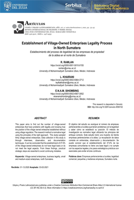 Establishment of Village-Owned Enterprises Legality Process In
