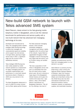 New-Build GSM Network to Launch with Telsis Advanced SMS System