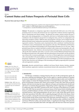 Current Status and Future Prospects of Perinatal Stem Cells