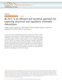 BL-Hi-C Is an Efficient and Sensitive Approach for Capturing Structural