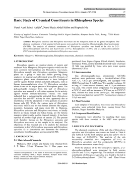 Basic Study of Chemical Constituents in Rhizophora Species