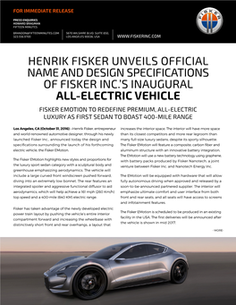 Fisker Emotion Announcement Oct 31, 2016