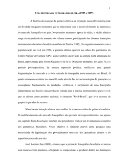 1 a História Da Inserção Da Guitarra Elétrica Na Produção Musical