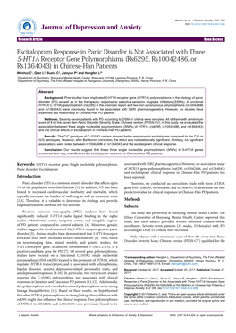 Escitalopram Response in Panic Disorder