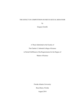 The Effect of Competition on Men's Sexual Behavior