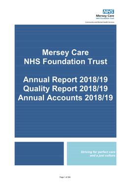 Mersey Care NHS Foundation Trust: Annual Report and Accounts 2018/19