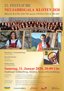 21. FESTLICHE NEUJAHRSGALA KLOTEN 2020 BRASS BAND SOUND Meets SWISS FOLK MUSIC