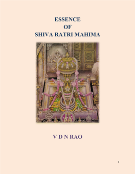 Essence of Shiva Ratri Mahima V D N
