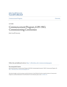 Commencement Program, 6-09-1963, Commissioning Ceremonies John Carroll University