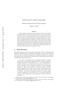 Littlewood's Fourth Principle