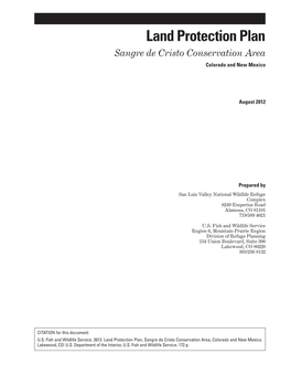 Sangre De Cristo Conservation Area Land Protection Plan