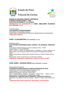 Estado Do Piauí Tribunal De Contas