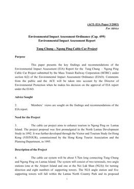 Environmental Impact Assessment Report Tung Chung – Ngong Ping Cable Car Project