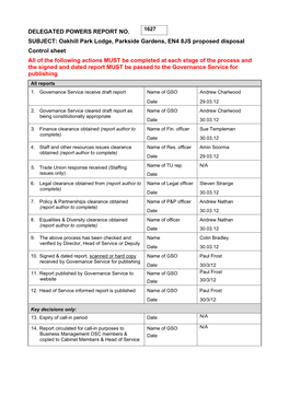 Delegated Powers Report No