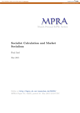 Socialist Calculation and Market Socialism