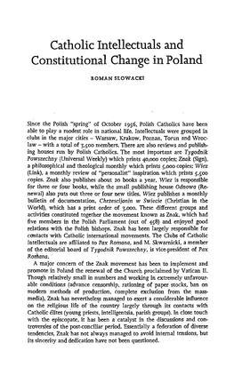 Catholic Intellectuals and Constitutional Change in Poland