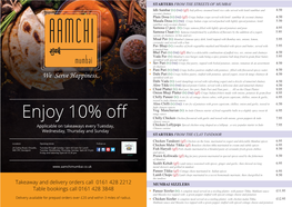 Aamchi Takeaway Menu