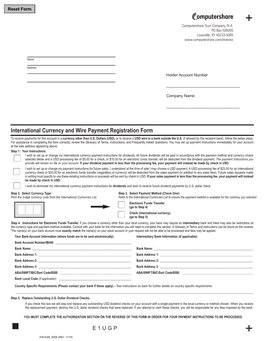 International Currency and Wire Payment Registration Form to Receive Payments for This Account in a Currency Other Than U.S