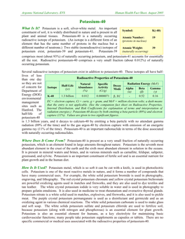 Potassium-40 What Is It? Potassium Is a Soft, Silver-White Metal