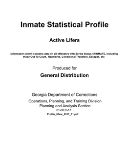 Inmate Statistical Profile